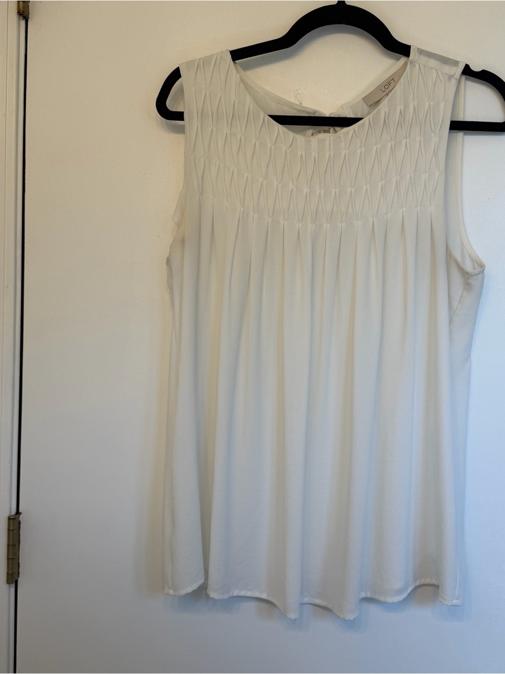 LOFT Cream Sleeveless Smocked font Camisole